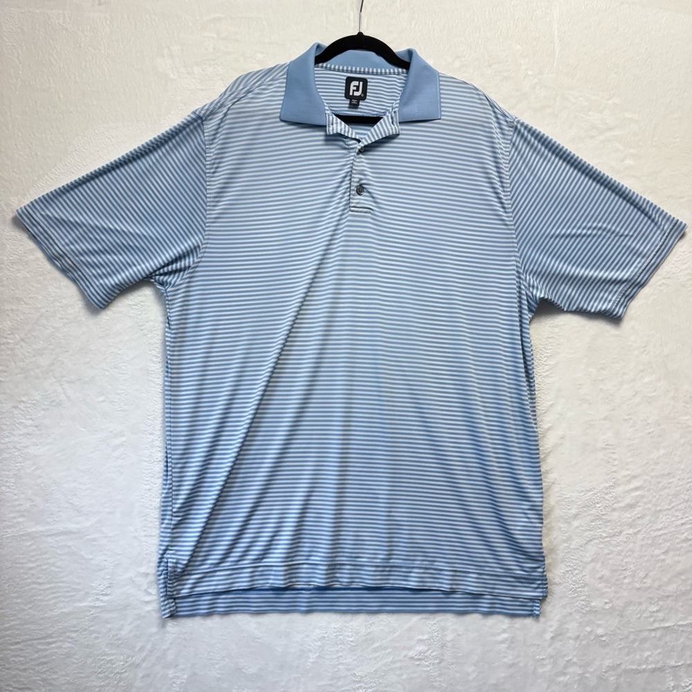 FootJoy Polo Shirt Mens XL Blue Good Striped ProDry Short Sleeve‎ Golf Tee